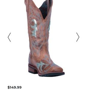 Laredo Women’s- Aquarius Turquoise Western Sequin Wide Toe Square Boot